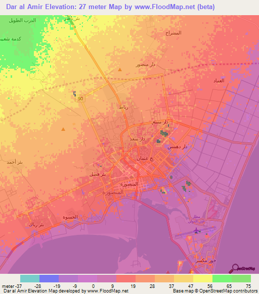 Dar al Amir,Yemen Elevation Map