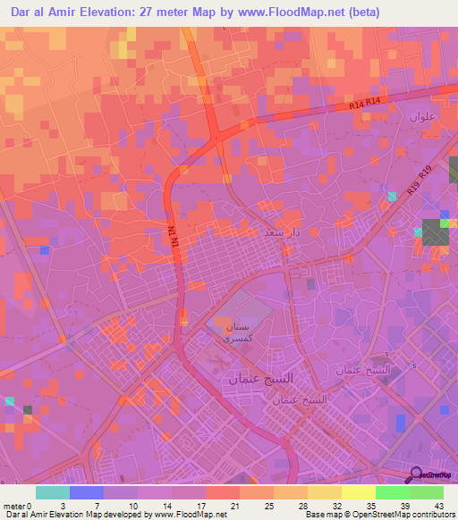 Dar al Amir,Yemen Elevation Map