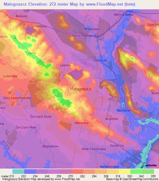 Malogoszcz,Poland Elevation Map