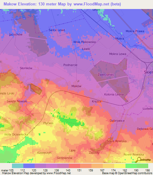 Makow,Poland Elevation Map