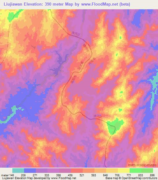 Liujiawan,China Elevation Map