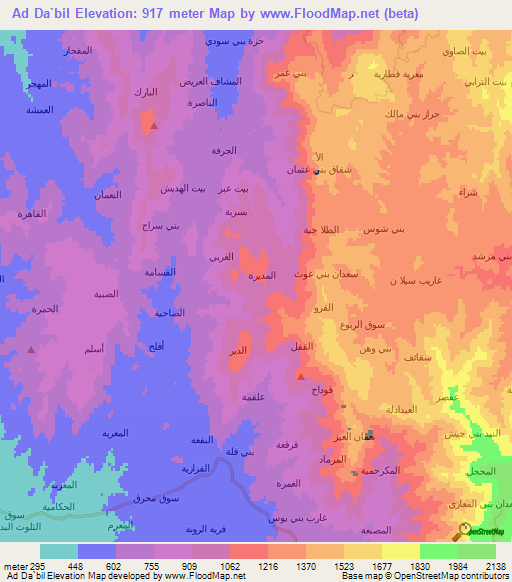 Ad Da`bil,Yemen Elevation Map
