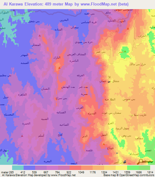 Al Karawa,Yemen Elevation Map