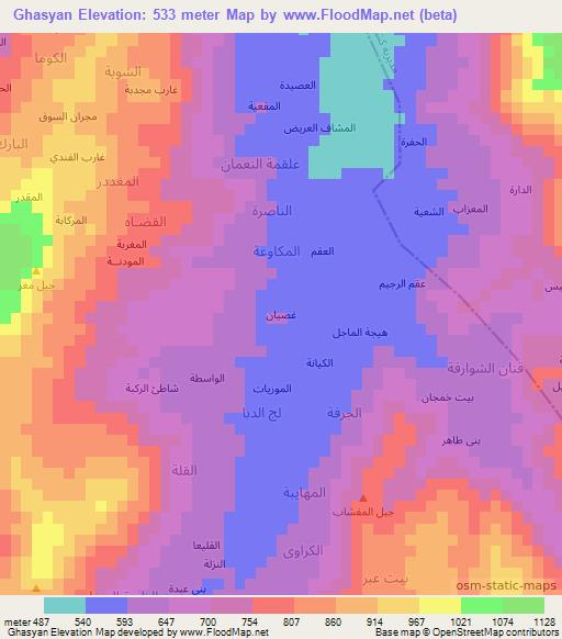 Ghasyan,Yemen Elevation Map