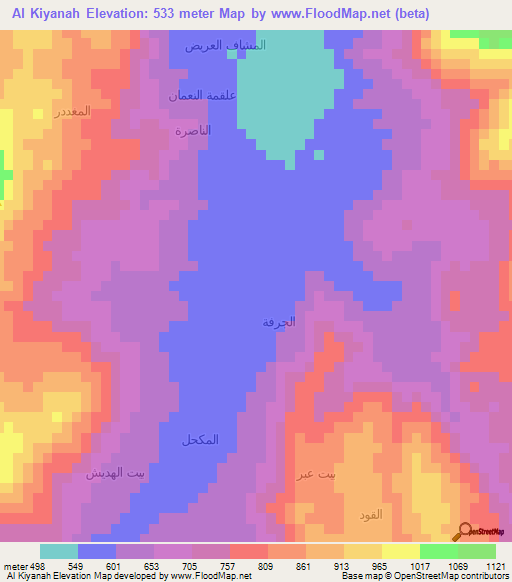 Al Kiyanah,Yemen Elevation Map