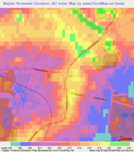Majdan Krolewski,Poland Elevation Map