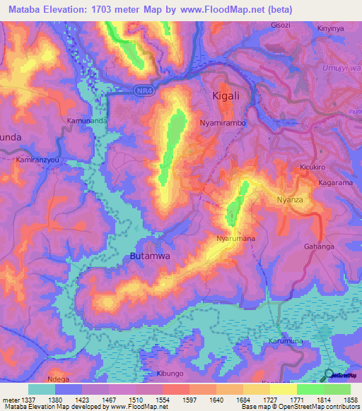 Mataba,Rwanda Elevation Map