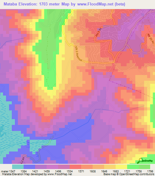 Mataba,Rwanda Elevation Map