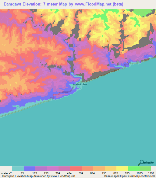 Damqawt,Yemen Elevation Map
