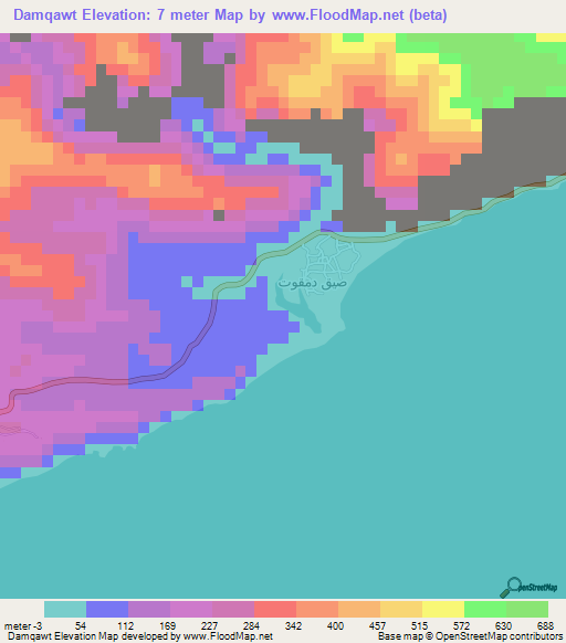 Damqawt,Yemen Elevation Map
