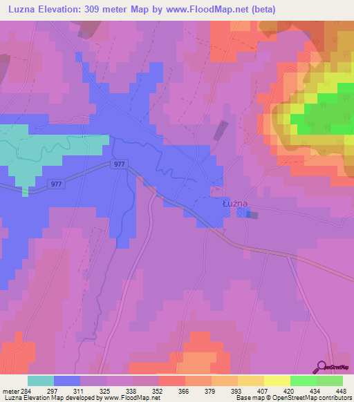 Luzna,Poland Elevation Map