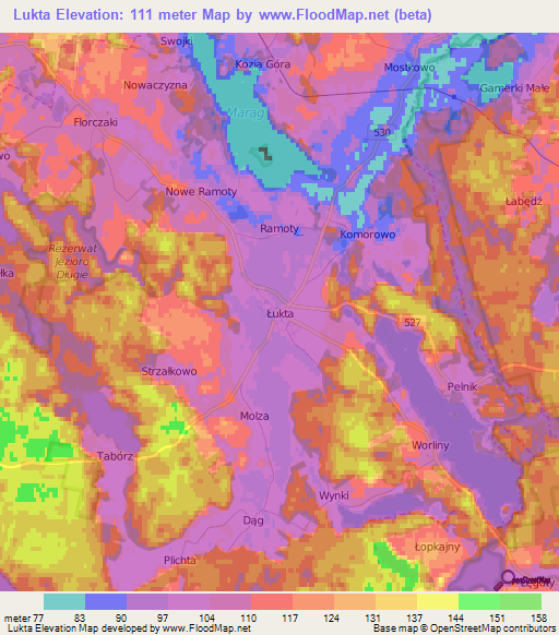 Lukta,Poland Elevation Map
