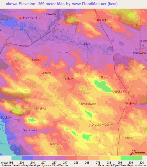 Lukowa,Poland Elevation Map