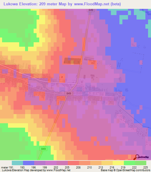Lukowa,Poland Elevation Map