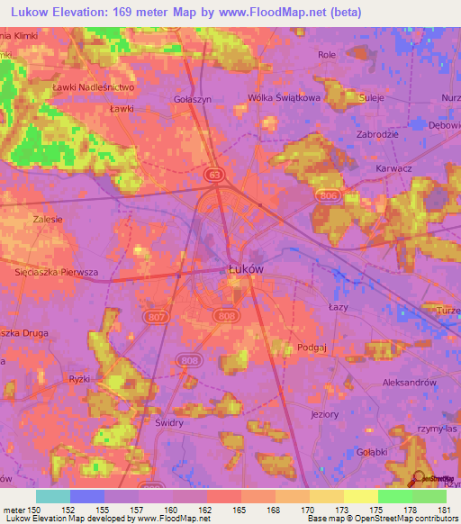 Lukow,Poland Elevation Map
