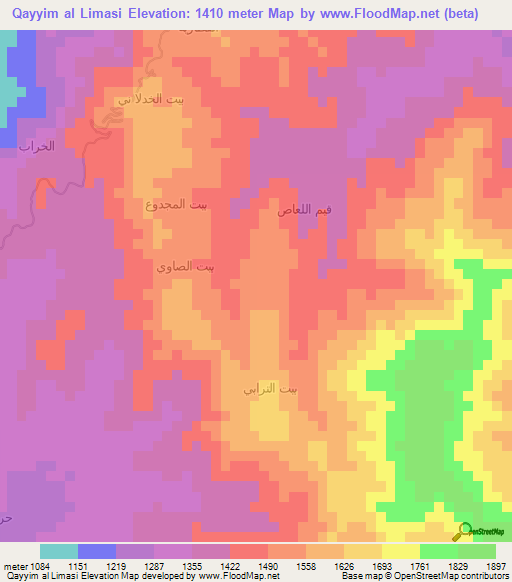 Qayyim al Limasi,Yemen Elevation Map