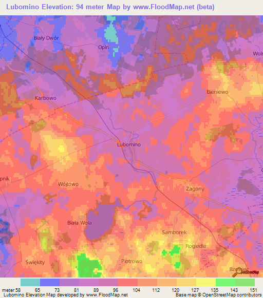Lubomino,Poland Elevation Map