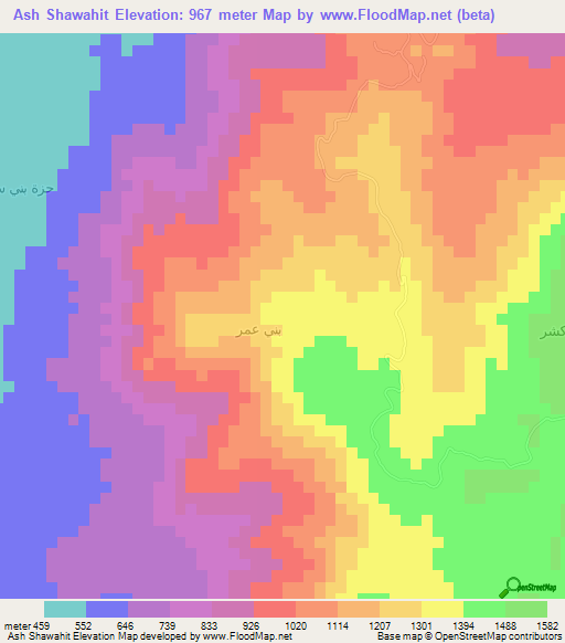 Ash Shawahit,Yemen Elevation Map