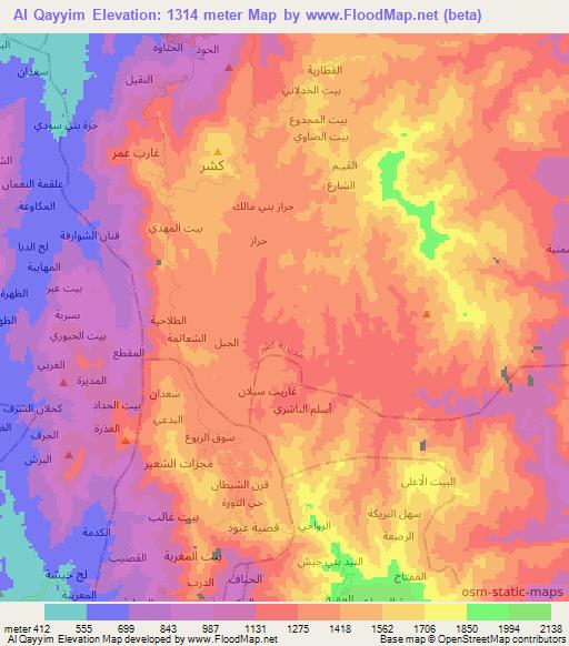 Al Qayyim,Yemen Elevation Map
