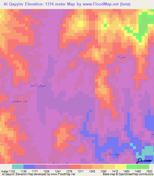 Al Qayyim,Yemen Elevation Map