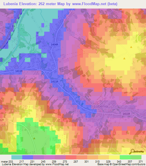 Lubenia,Poland Elevation Map