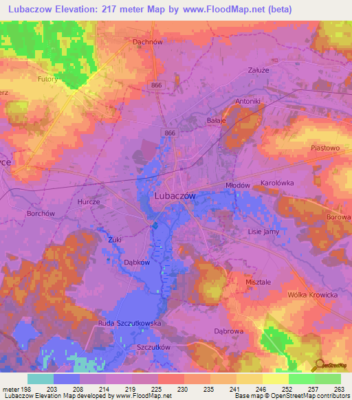 Lubaczow,Poland Elevation Map
