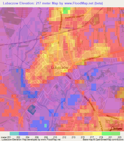 Lubaczow,Poland Elevation Map