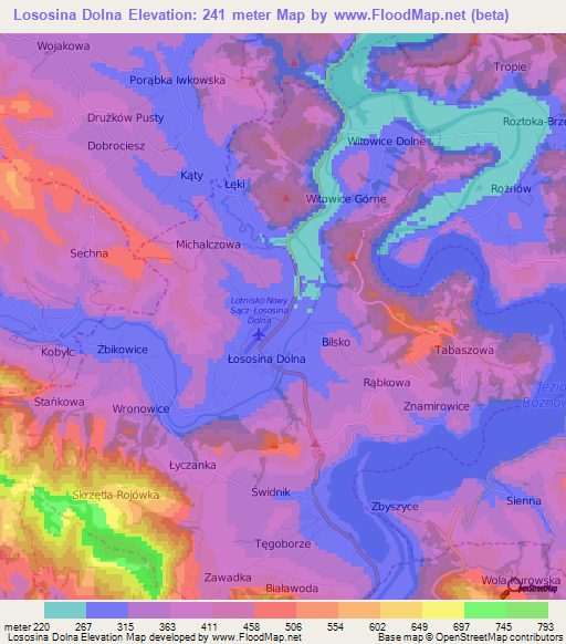 Lososina Dolna,Poland Elevation Map