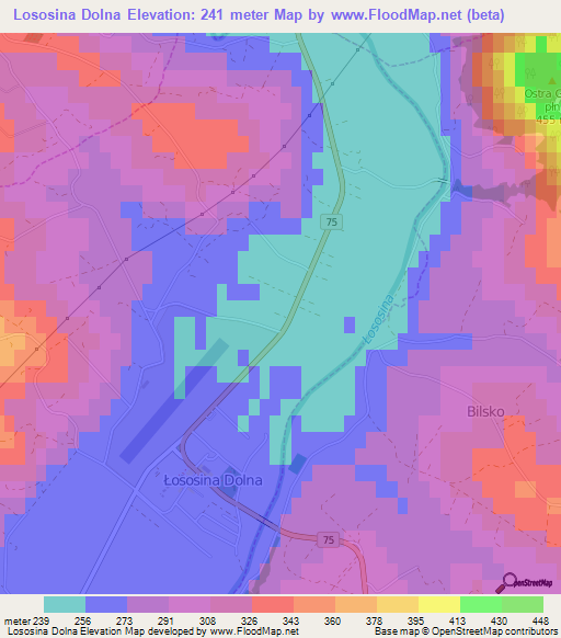 Lososina Dolna,Poland Elevation Map