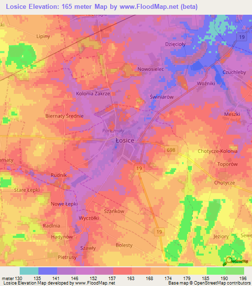 Losice,Poland Elevation Map