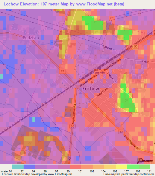 Lochow,Poland Elevation Map