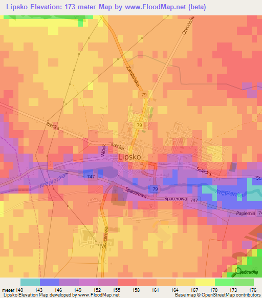 Lipsko,Poland Elevation Map
