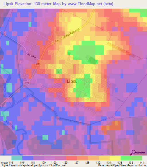 Lipsk,Poland Elevation Map