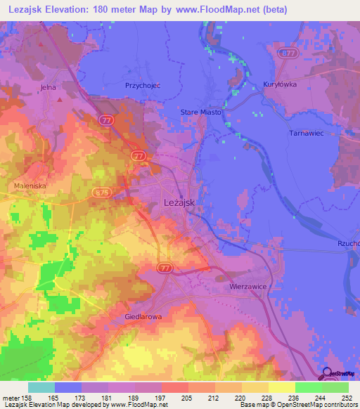 Lezajsk,Poland Elevation Map