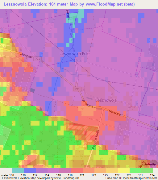 Lesznowola,Poland Elevation Map
