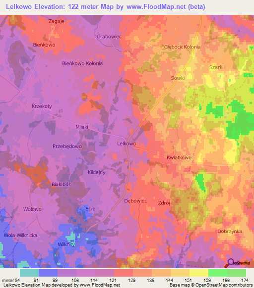 Lelkowo,Poland Elevation Map
