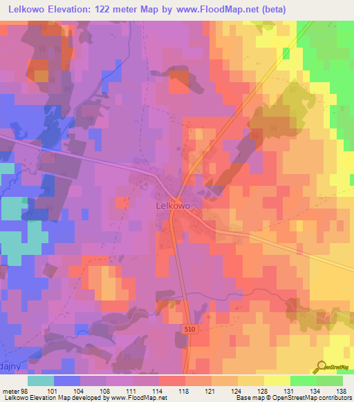 Lelkowo,Poland Elevation Map