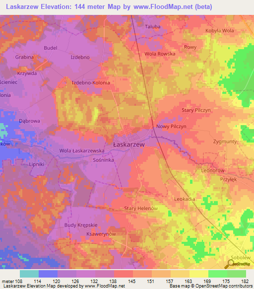 Laskarzew,Poland Elevation Map