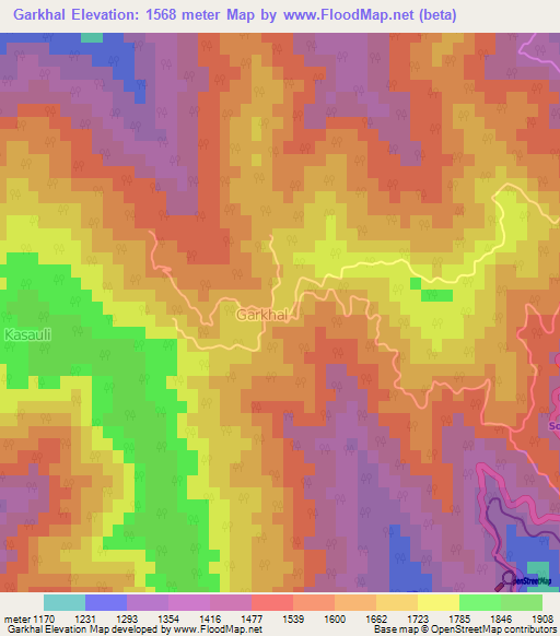 Garkhal,India Elevation Map