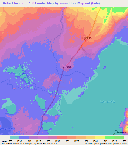 Koka,Ethiopia Elevation Map