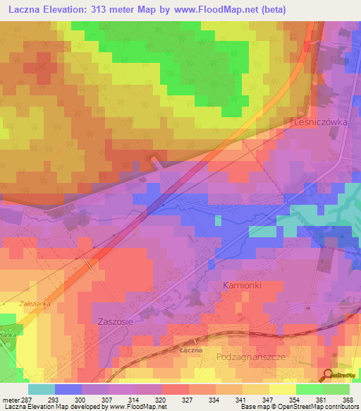 Laczna,Poland Elevation Map