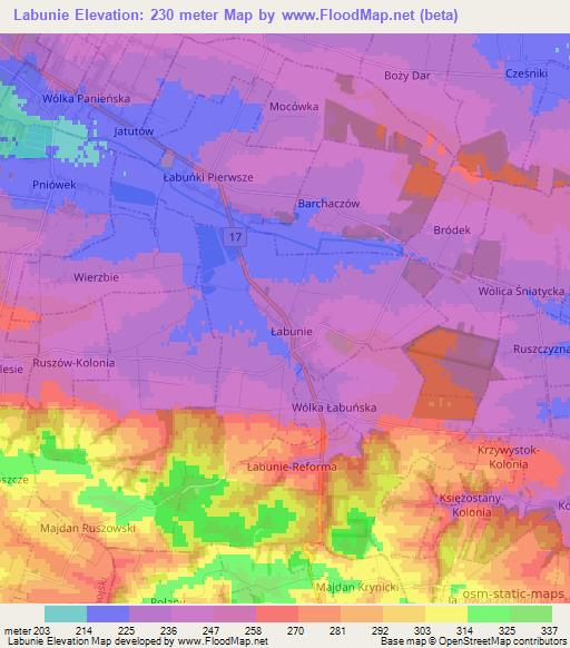 Labunie,Poland Elevation Map