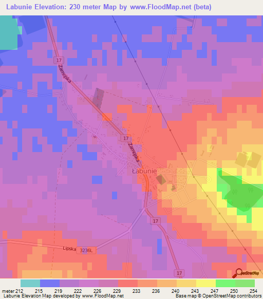 Labunie,Poland Elevation Map