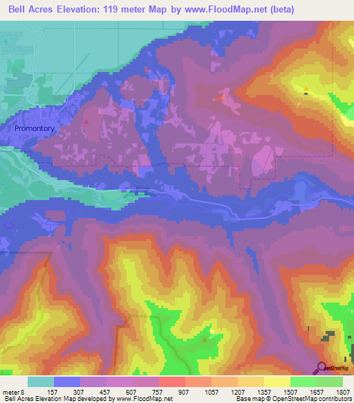Bell Acres,Canada Elevation Map