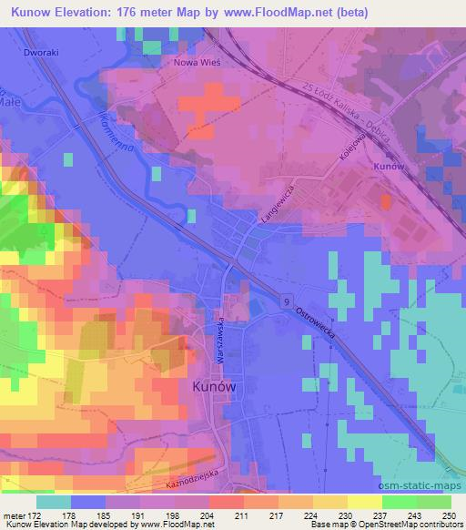 Kunow,Poland Elevation Map