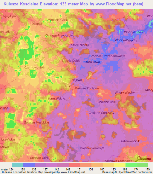 Kulesze Koscielne,Poland Elevation Map