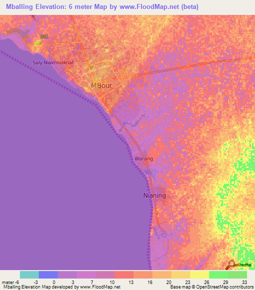 Mballing,Senegal Elevation Map