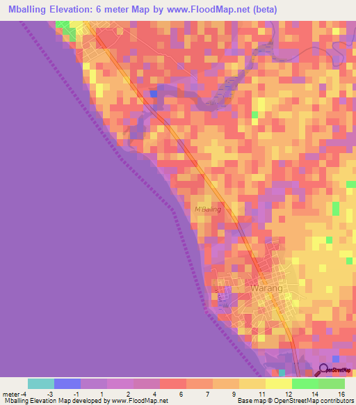 Mballing,Senegal Elevation Map