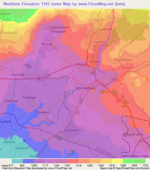 Mashtots,Armenia Elevation Map