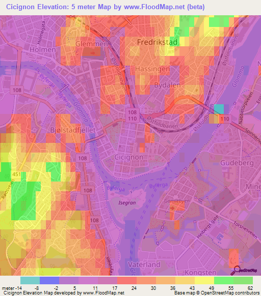 Cicignon,Norway Elevation Map